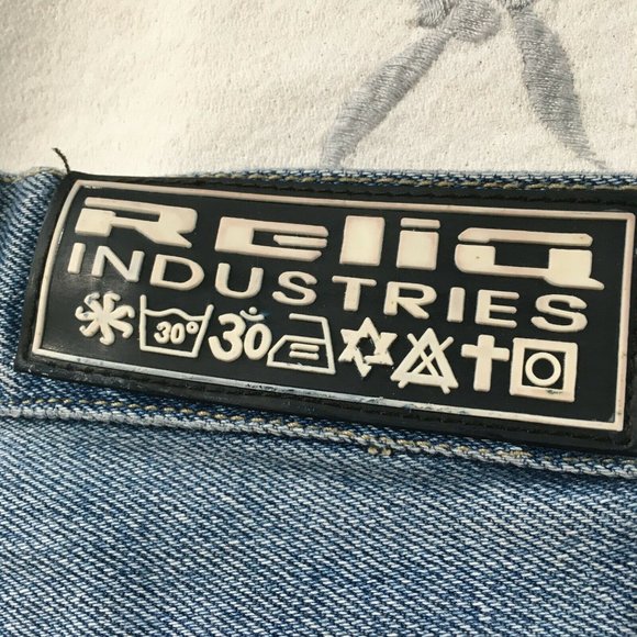 #59 Reliq Industries Denim Blue Wash Jeans Straight Hem High Rise Men's Size 36 - Picture 9 of 11